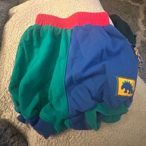 Vintage Gymboree rainbow tag color block newborn shorts